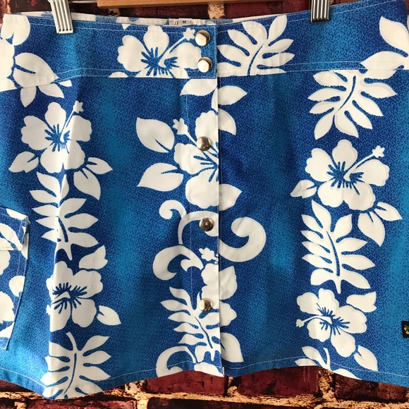 Max Mehra tropical skirt snap front medium blue - Picture 2 of 8